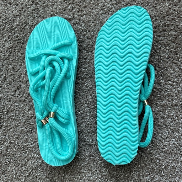 Teal Rope Sandals - Picture 1 of 2